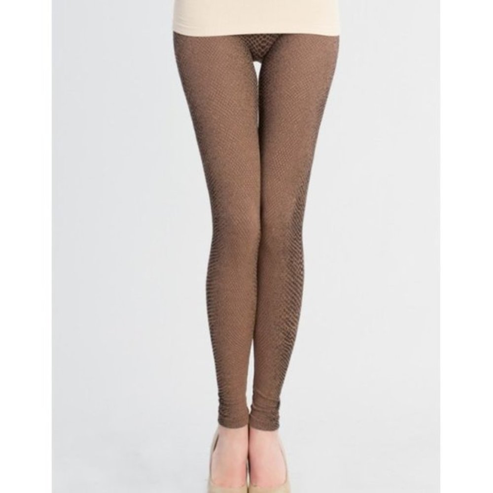 New Snakeskin Print Leggings in Taupe